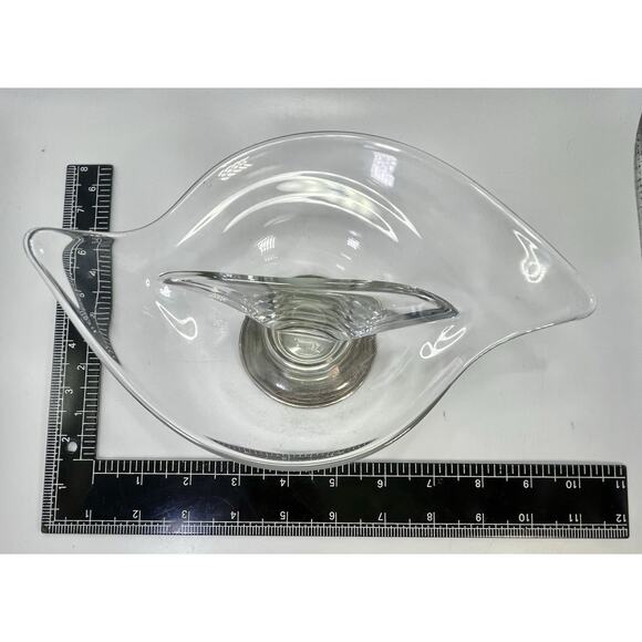 VTG Frank M Whiting Clear Glass Curved Candy Dish 925 Sterling Silver Base MCM - Picture 11 of 11